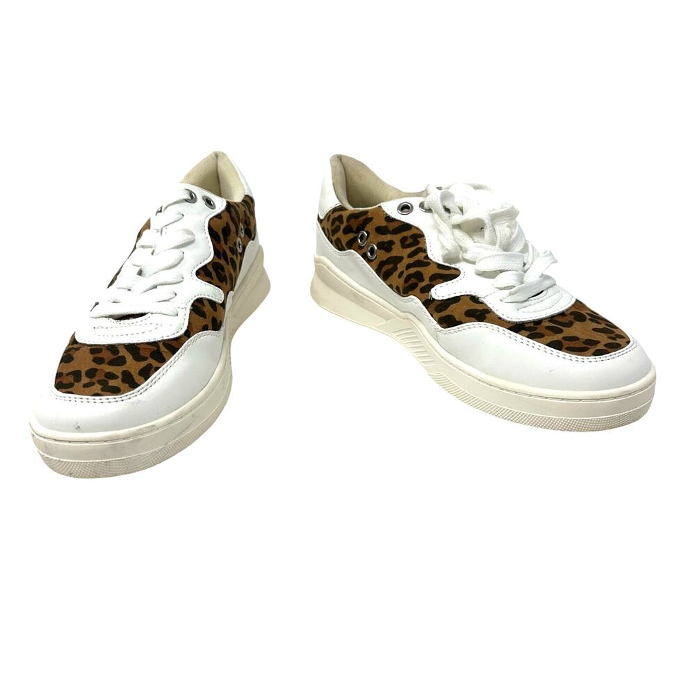Coconuts by Matisse Size 8 Sneakers White Leopard Print Lace Up Casual Shoes